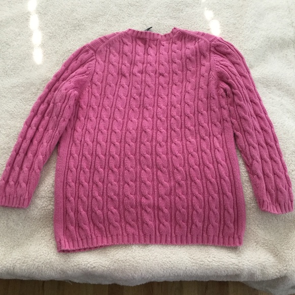 Vintage GAP Y2K Cable Knit Cardigan Sweater 3/4 Sleeve Bright Pink - Sz Small - Picture 8 of 13